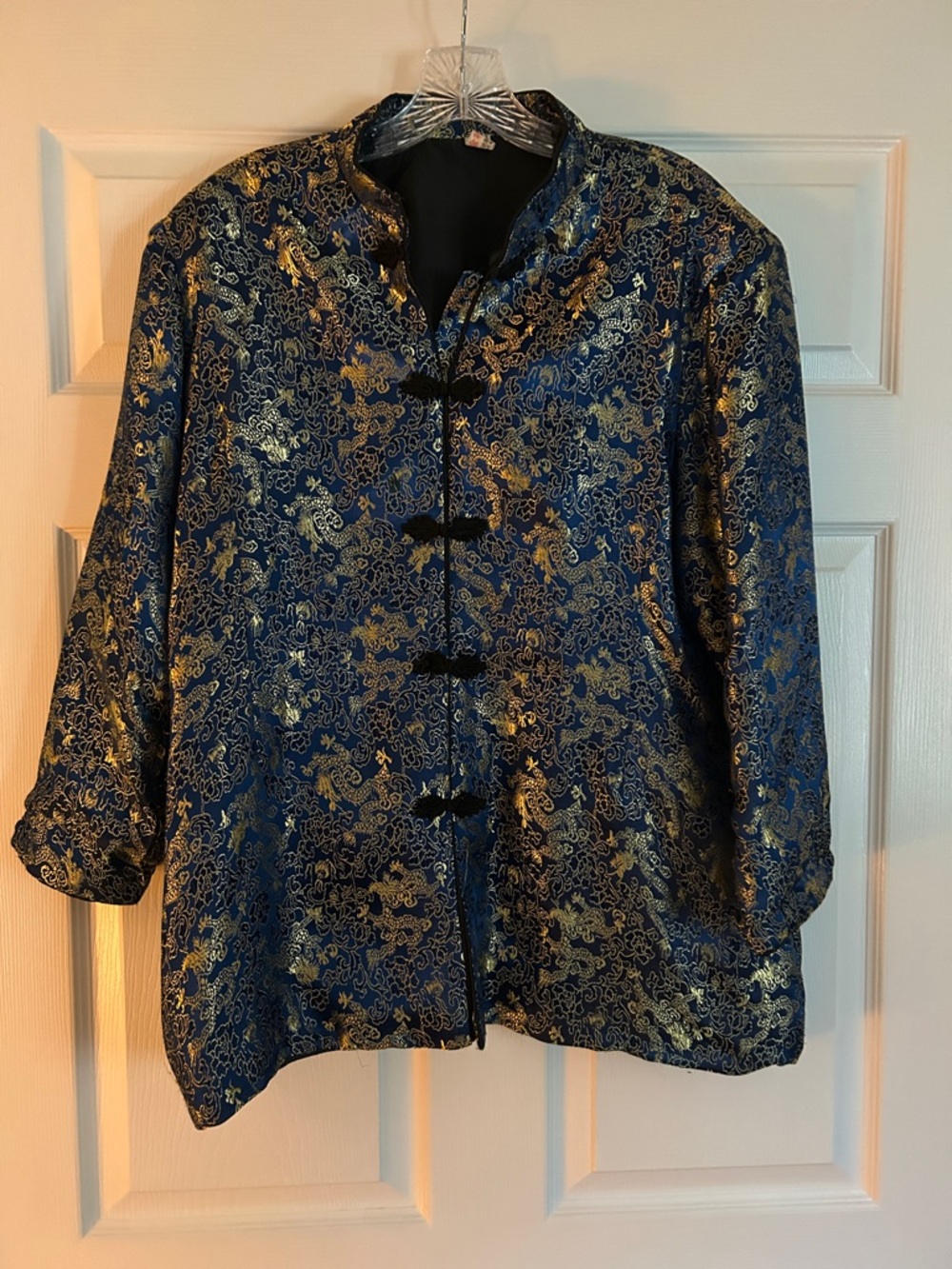 Blue and Gold Brocade Mandarin Jacket